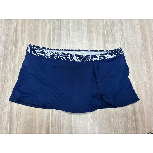 Liz Claiborne Other - Liz Claiborne Womens Navy Blue Paisley Waist Swim Skirt Built-in Brief XL
